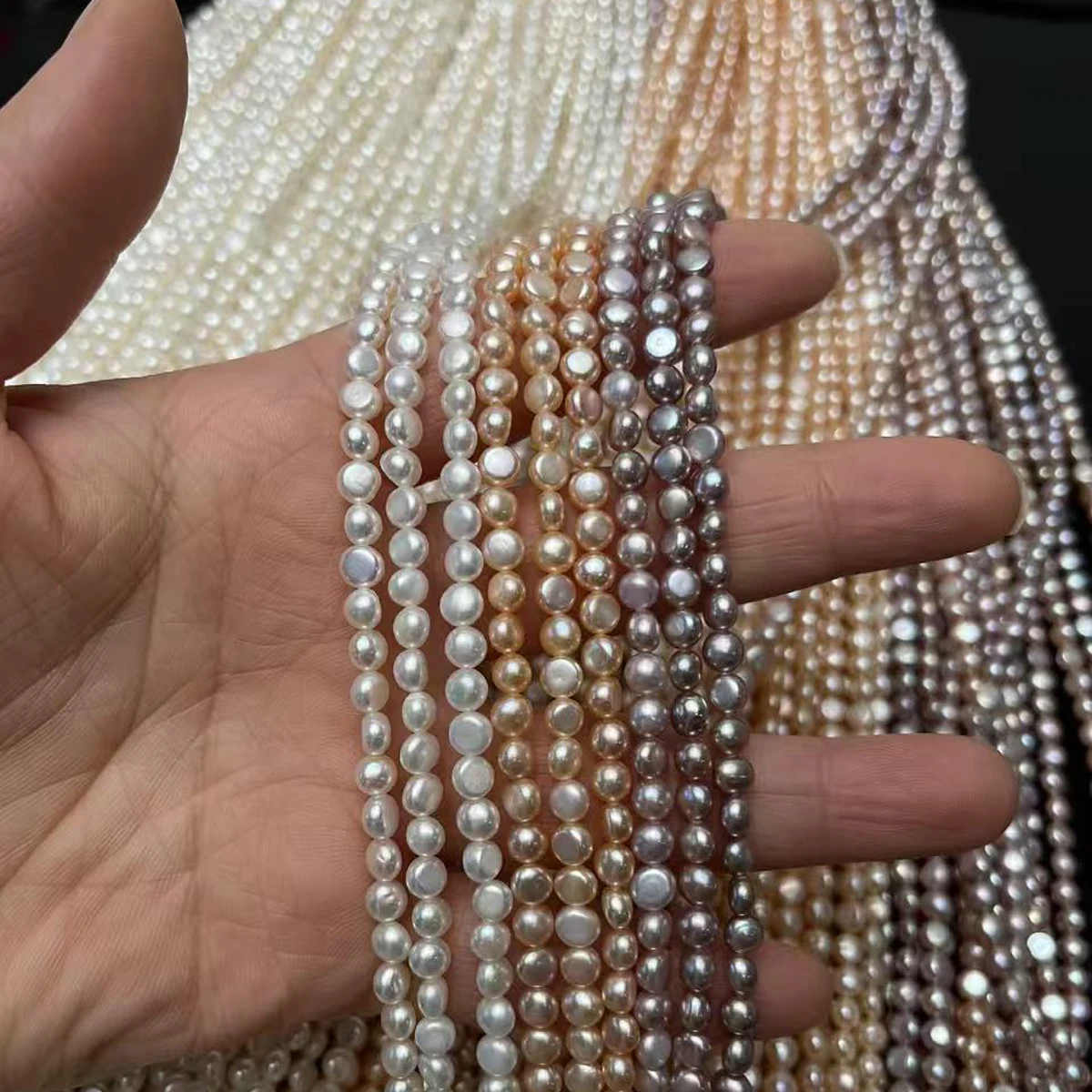 4-5mm Natural Freshwater Pearl Polished Orange Purple White Beads Necklace Jewelry Make DIY Bracelets Earring Accessories Women