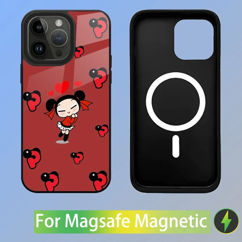 Cartoon P-Pucca Phone Case For iPhone 15,14,13,12,11,Plus,Pro,Max Mini Magsafe Magnetic Wireless Charging