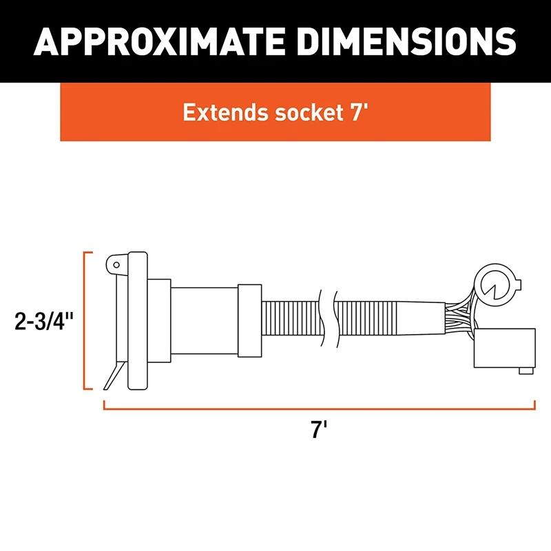 Truck Bed 7-Pin Trailer Wiring Harness Extension For Chevrolet Dodge Ford GMC Nissan Ram Toyota 56070