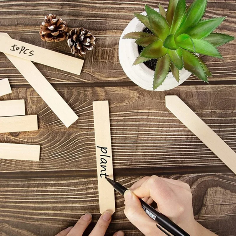 Bamboo Plant Labels Eco-Friendly Wooden Plant Signage Card Tags Garden Markers for Seed Potted Herbs Flowers Vegetables Tools