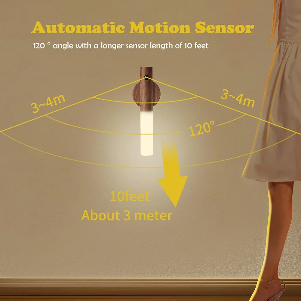مصباح جداري قابل لإعادة الشحن، مستشعر حركة داخلي، ضوء ليلي محمول مغناطيسي لاسلكي مثبت على الحائط لغرفة النوم #3