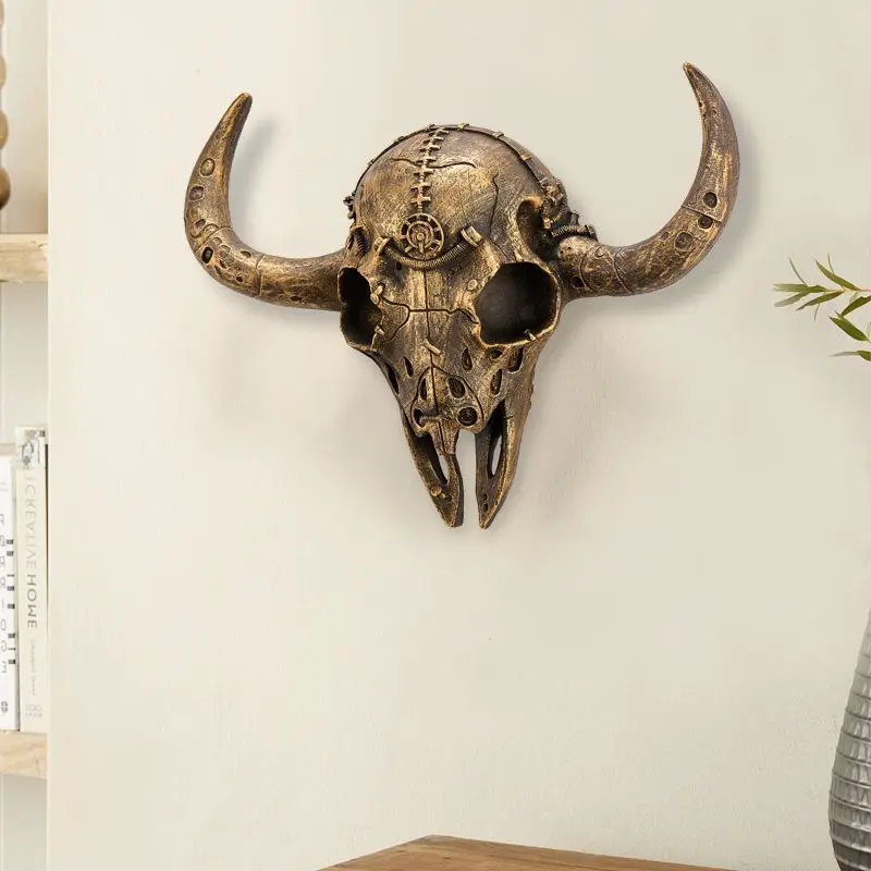 Wall art wall mounted Horn Skull skull pendant Punk industrial style bar room escape decorative props