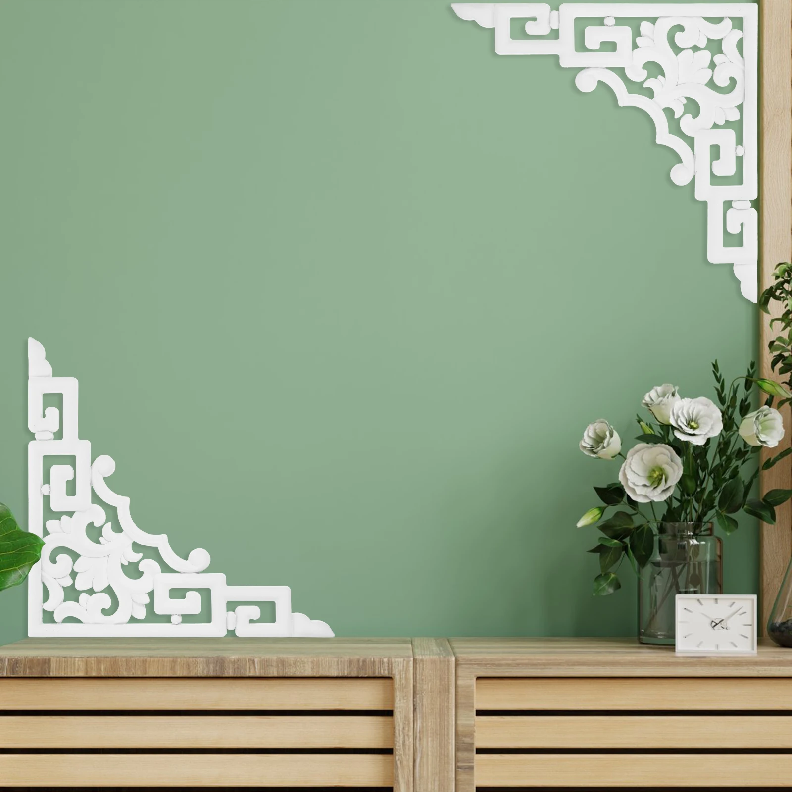 

Wall Sticker Decoration Peel Stick Crown Molding Border White ABS Corner Onlay Applique Easy Install Durable Flexible for Living