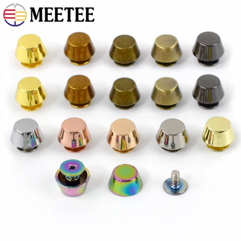

10-50Pcs Meetee Metal Stud Rivets Screw Buckles Handbag Bottom Protection Feet Decorative Nails Accessories for Leather Crafting