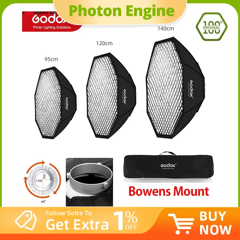 

Godox softbox 95cm 120cm 140cm Octagon Honeycomb Grid Softbox soft box with Bowens Mount for Studio Flash