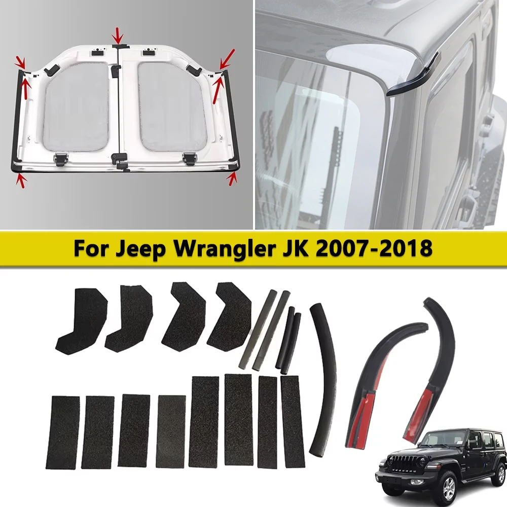 Zestaw uszczelek do przedłużania rynny deszczowej do Jeep Wrangler JK 2007-2017 2018 Części do naprawy dachu samochodu Akcesoria samochodowe
