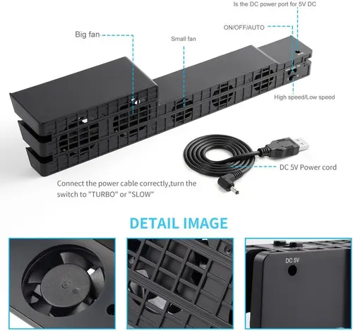 Imagen 2 del producto Enfriador de refrigeración DC 5V para Sony PS4 Pro Slim Playstation Play Station PS 4 consola de juegos ventilador refrigerador USB ventilación portátil