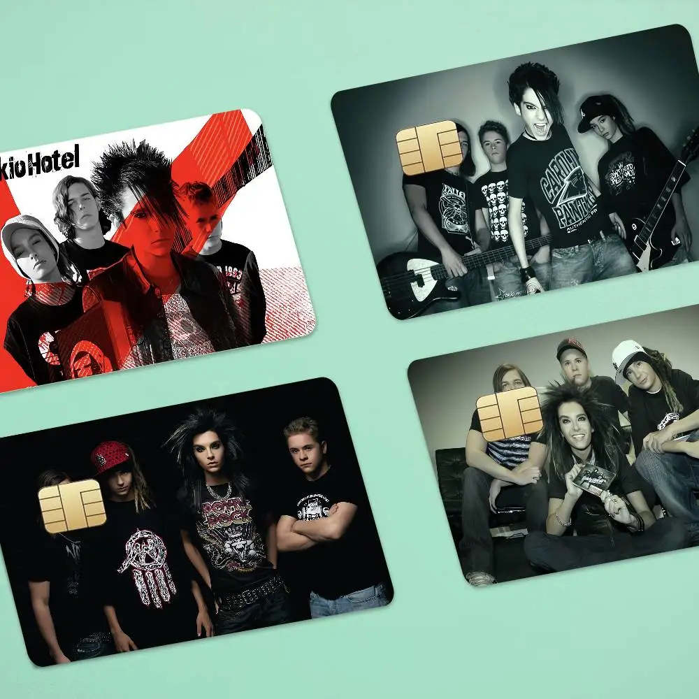 Rock Band Tokio Hotel Anime Cartoon 4pcs 1Set Skin Stickers Film Tape Case For Big Credit Debit Card Front Side