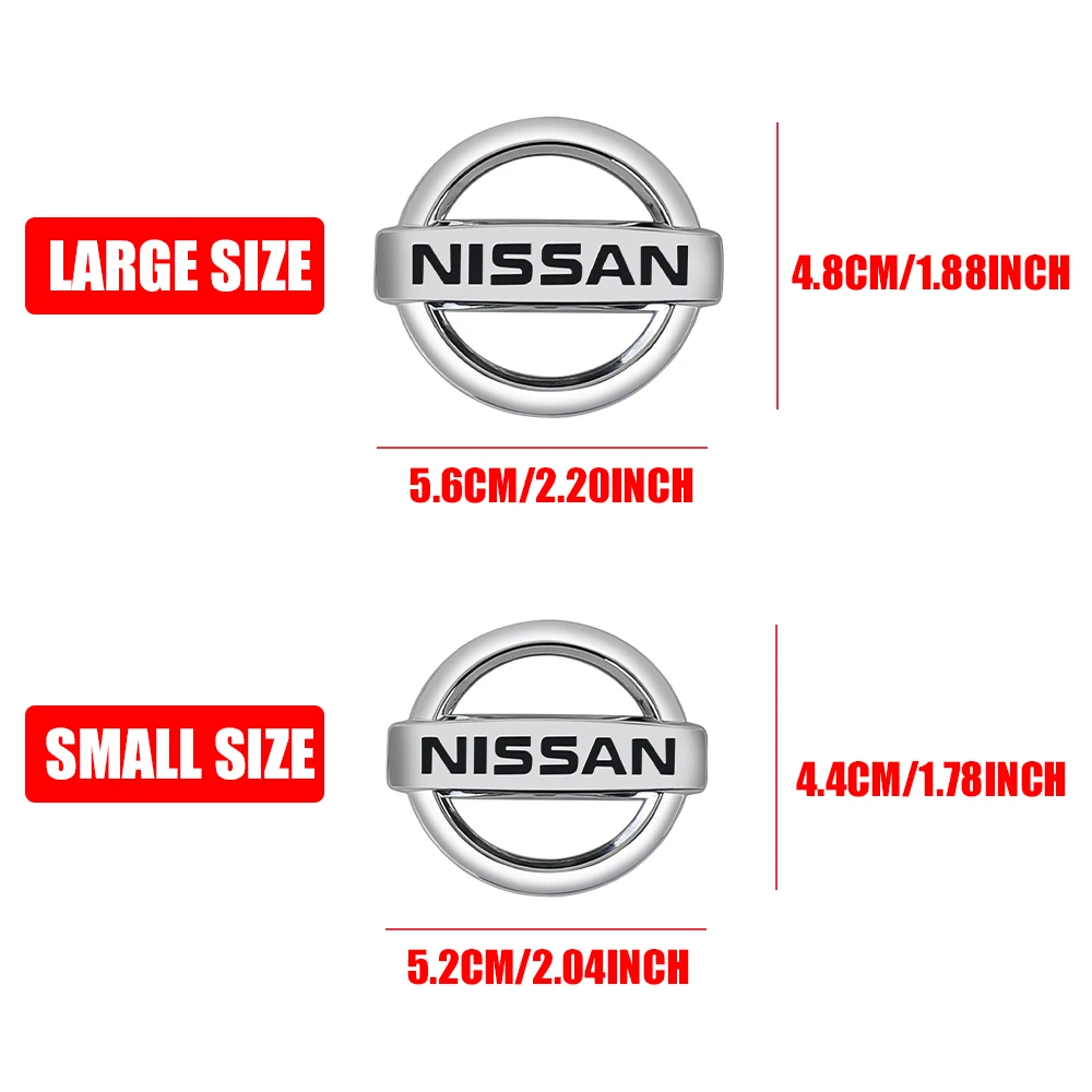 Set 2 Stemmi 3D Nero-argento Per Nissan Qashqai, Juke, Micra, Leaf, Pathfinder – Adesivo Cofano E Bagagliaio, Decorazione Con Logo