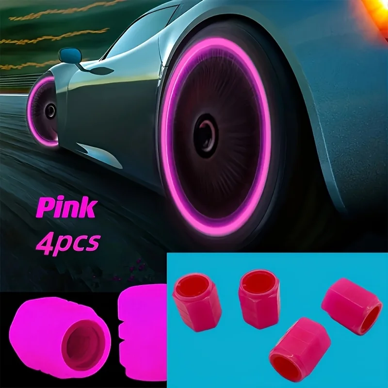 4 Luminous Tire Valves - Blue Glow-In-The-Dark Stems, High-Quality Manufacturing - Detail 1