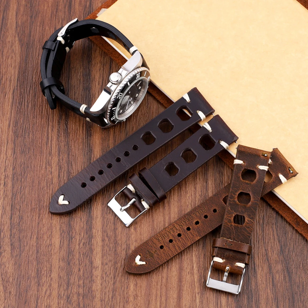 

5 Color Watch Accessories Watchbands Genuine Leather Watch Band Strap With Stainless Steel Buckle 18mm 19mm 20mm 21mm 22mm