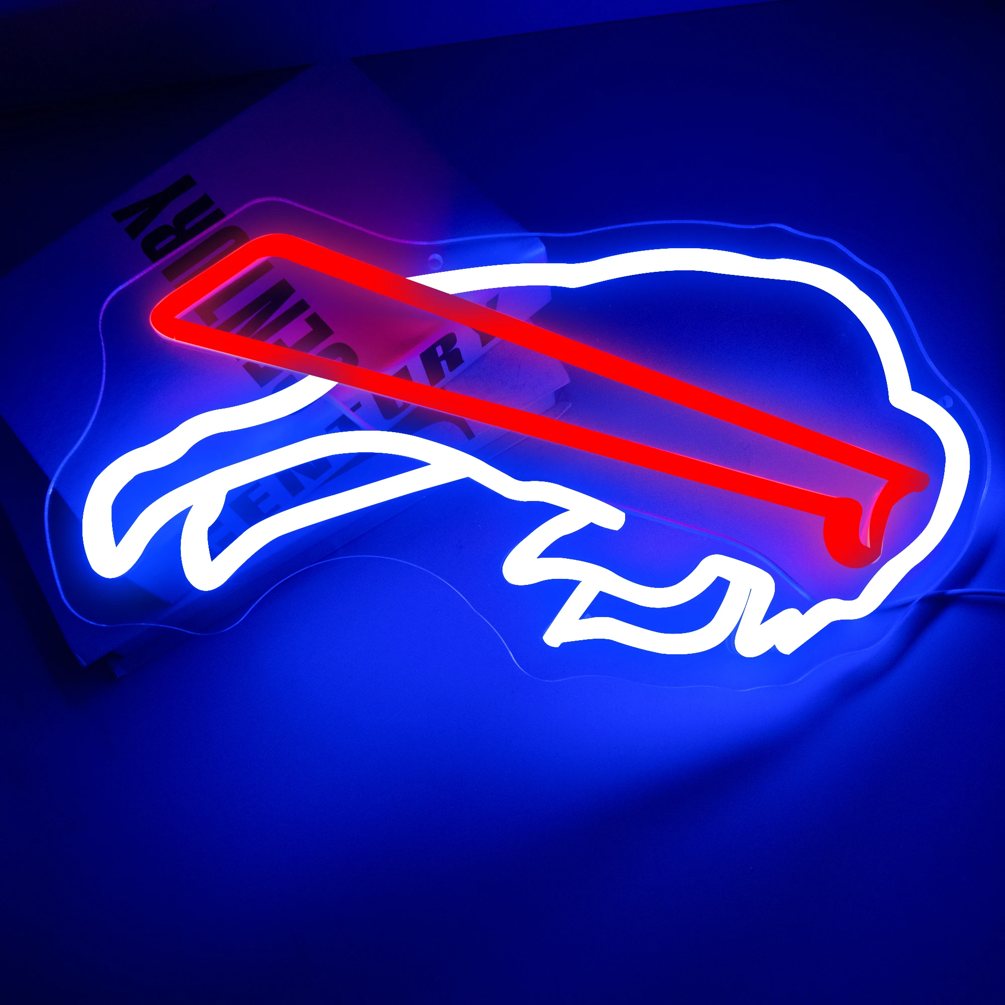 Football Neon Signs Buffalo Team Logo Light Sport Decor Signs Football LED Light Up Sign for Club Wall Decor for Football Fans