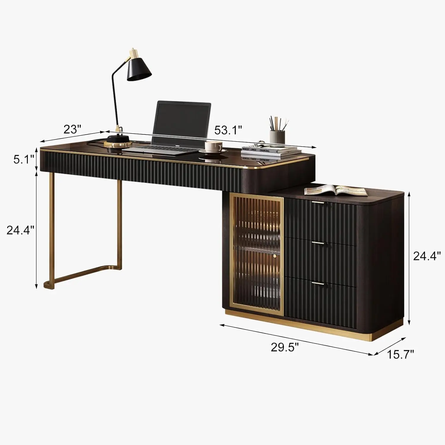 Vanity no Mirror Office Desk with Drawers Makeup Vanity Without Mirror Computer Desk Built-in Outlet USB PortStorage Retractable