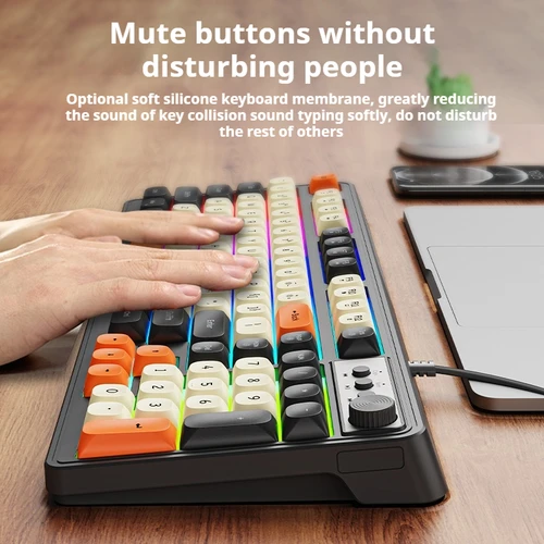 Imagen 2 del producto EWEADN G98 Teclado de oficina para juegos, película con retroiluminación arcoíris, ordenador con cable USB, externo, silencioso, área digital, aspecto alto