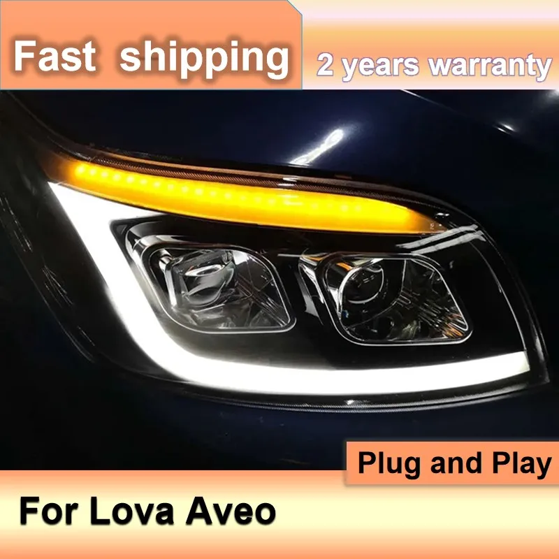 Car Accessories for Lova Chevrolet Headlights 2008-2019 Aveo Front Light DRL Turn Signal High Beam Projector Lens