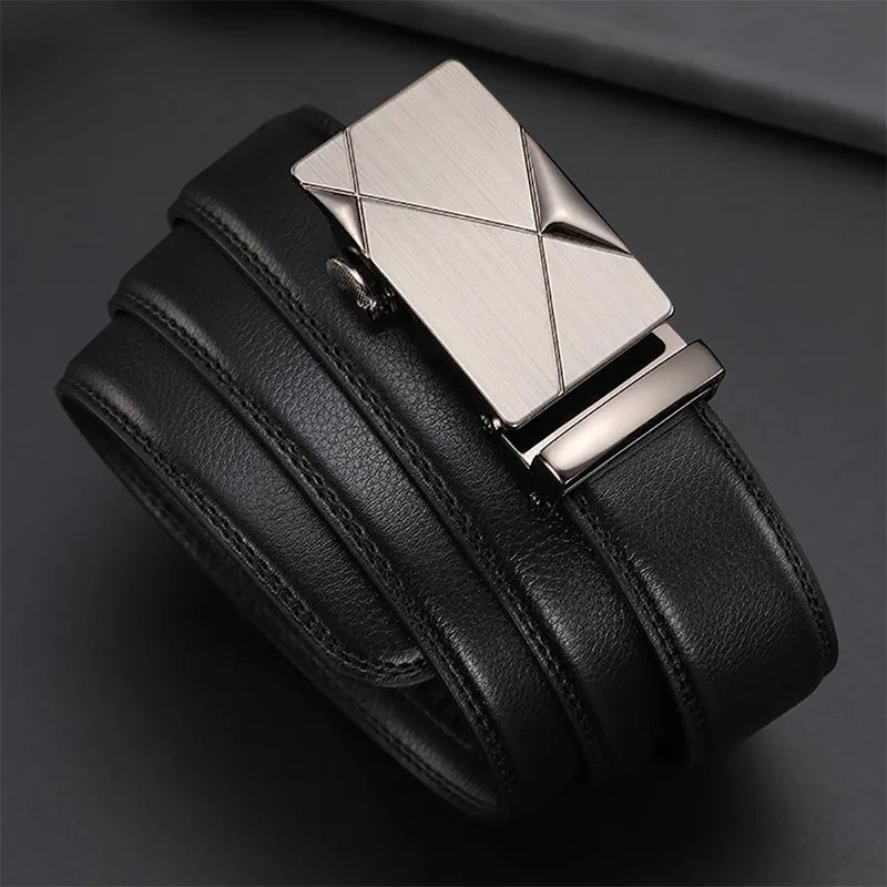Cintura da uomo premium con fibbia automatica Cintura da lavoro casual - Cintura in pelle slim fit per pantaloni jeans, cintura elegante regolabile