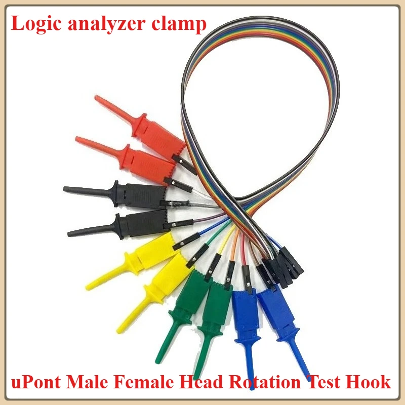 

10Pcs Test Hook Clips with 20/30cm Male Header Jumper Wires & SOIC IC Grabber, Test Hook Clips to Dupont Wire for Power Supply