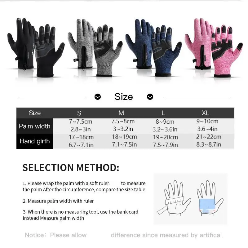 Men's winter riding gloves for cold weather, five finger touch screen men's winter gloves, waterproof, anti slip and warm glove