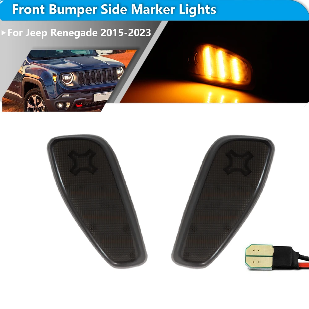 

2pcs For Jeep Renegade 2015-up Smoked/Clear Lens Amber Yellow/White LED Fender Side Marker Lights Turn Signal Lights Conversion