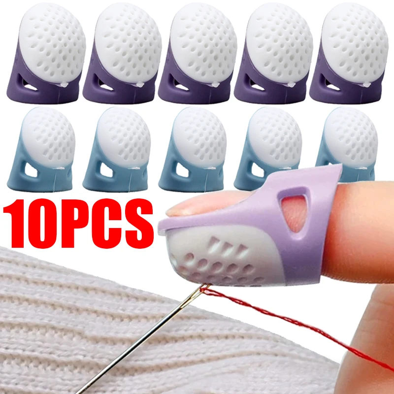 Sewing Thimbles Silicone Sewing Finger Tips Anti-slip Finger Cover Hollowed Protector Sleeve DIY Hand Cross-stitch Sewing Tools