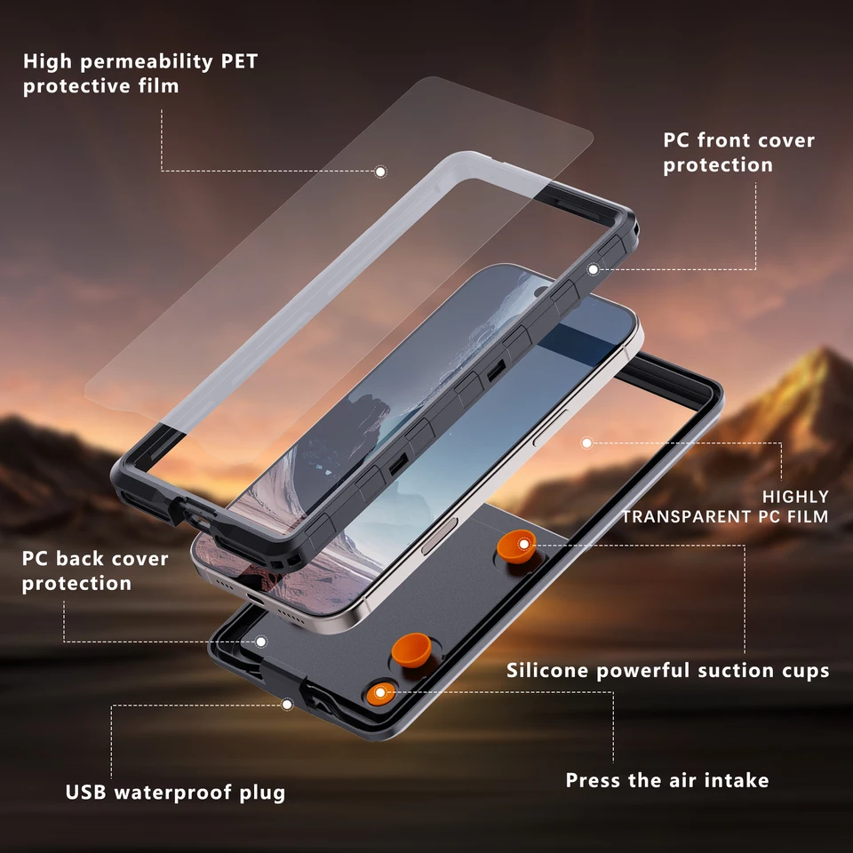 Funda impermeable Shellbox para dispositivos de 6.9 pulgadas, transparente, compatible con pantalla táctil, protección contra agua, polvo y caídas, IP68, nueva 6
