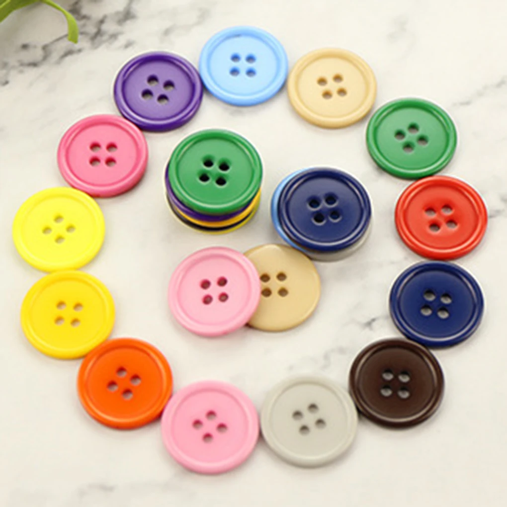 100-Piece Colorful Sewing Buttons Plastic Mixed Color DIY Round 4-Holes Sewing Scrapbooking Buttons