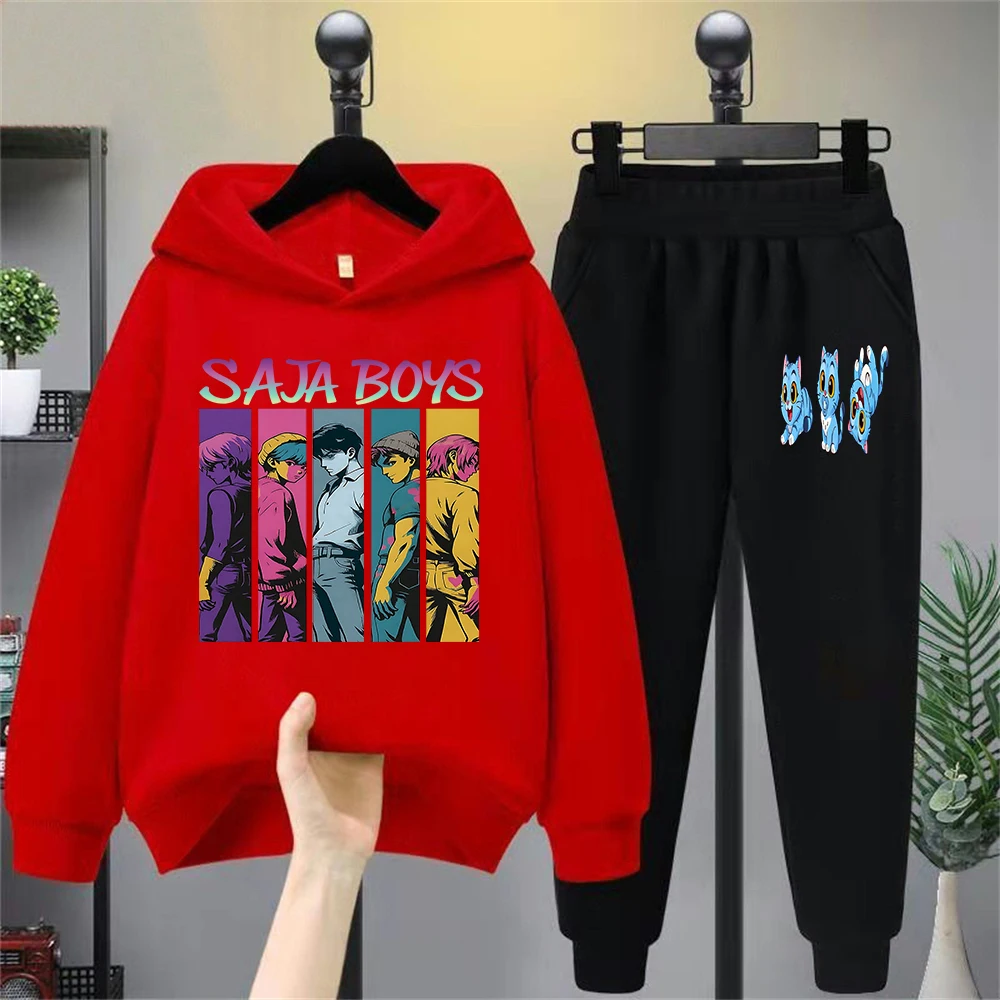 طقم سويت شيرت برسومات للأولاد من Saja - أنيمي - زي كاجوال مستوحى للأطفال، شخصية ملونة - بلوفر مطبوع