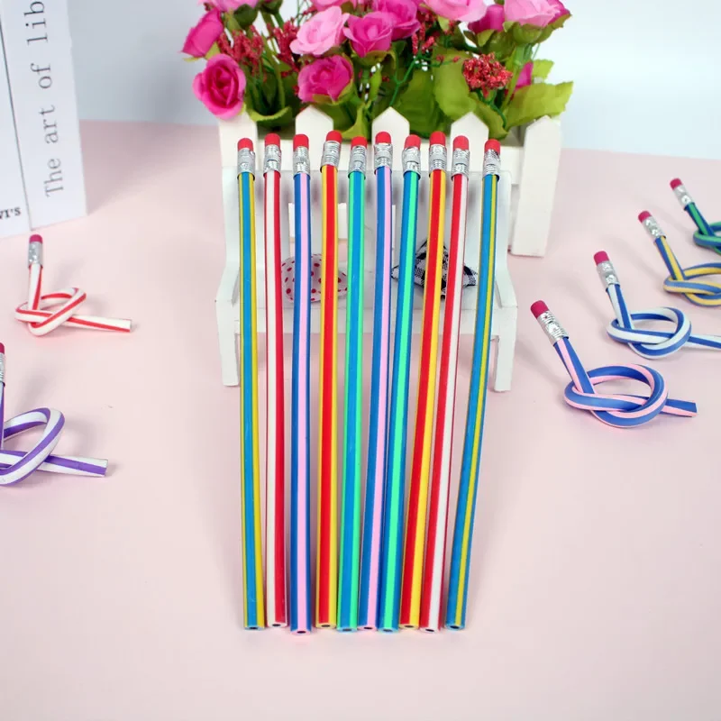 10/50Pc Colorful Flexible Bend Painting Pencils with Eraser for Kids Birthday gifts Party Favors Back To School Prize Goodie Bag