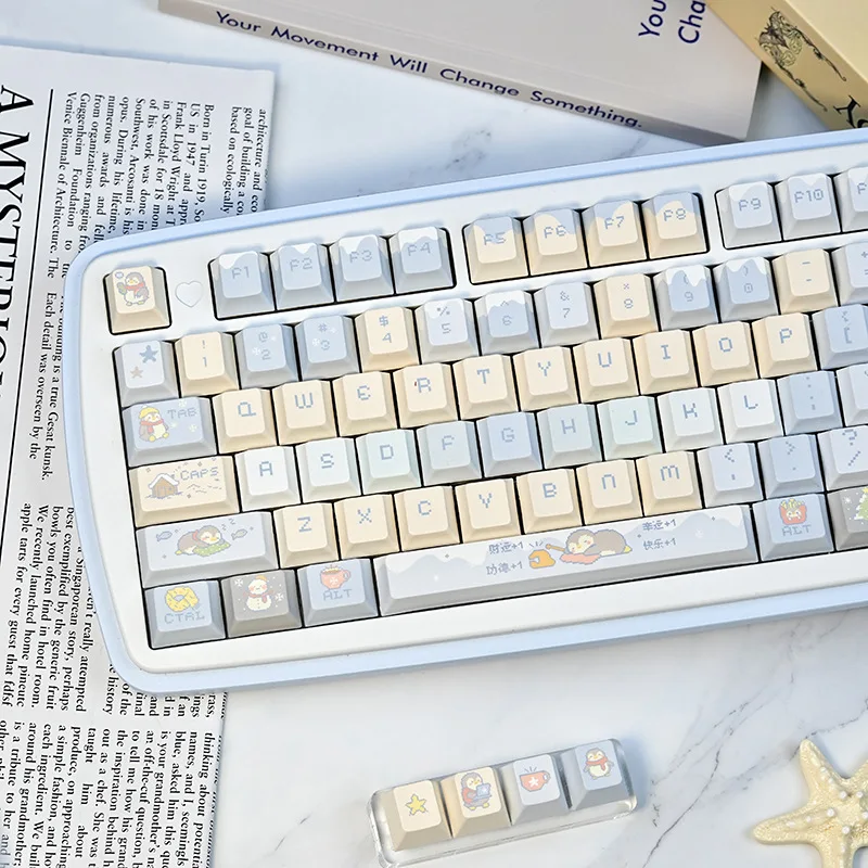 

Pixel Penguin cute keycap PBT high value five-sided hot sublimation new original factory adapted mechanical keyboard 60-108