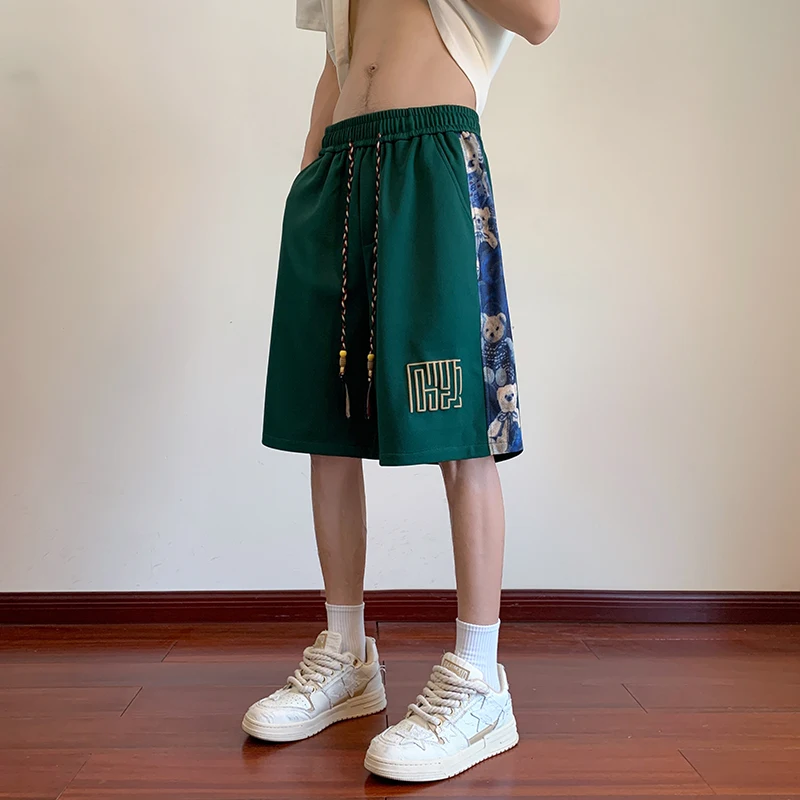 

Мужские шорты в стиле ретро, летние, с боковыми вставками, свободного кроя, больших размеров, спортивные, пляжные, дышащие, повседневные