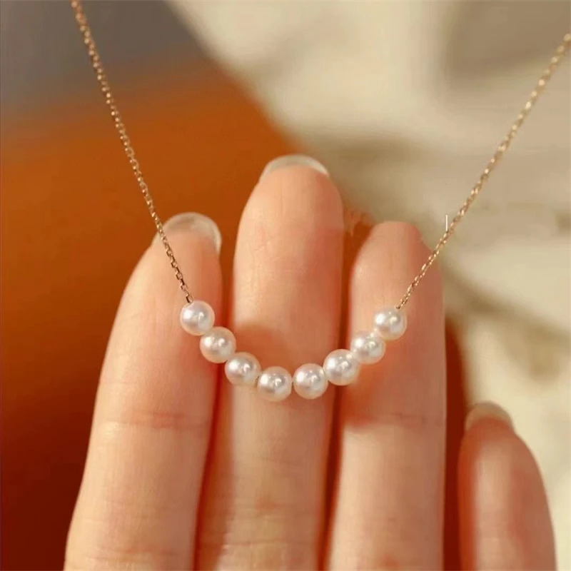 Genuine Luxury 18K Real Gold Necklace Natural Delicate Freshwater Pearl Pendant Exquisite Au750 Collar Chain With Certificate