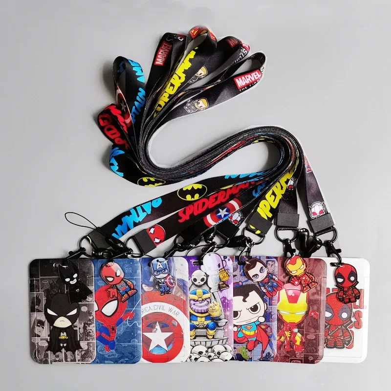 Marvel Series Card Holder Set, Titular do cartão de estudante dos desenhos animados, Passe do cartão do campus, Pendure Acessórios, Brinquedos