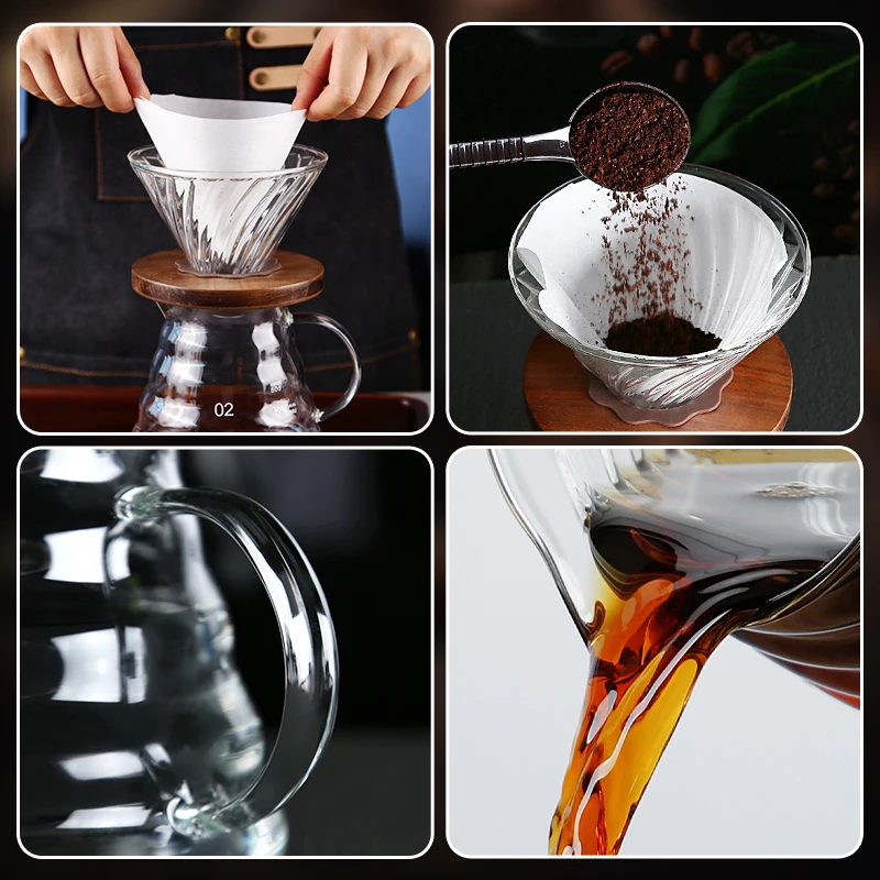 Clear Borosilicate Glass Espresso Barista Pour Over Coffee Maker Server Dripper Accessories Tools gallery 5