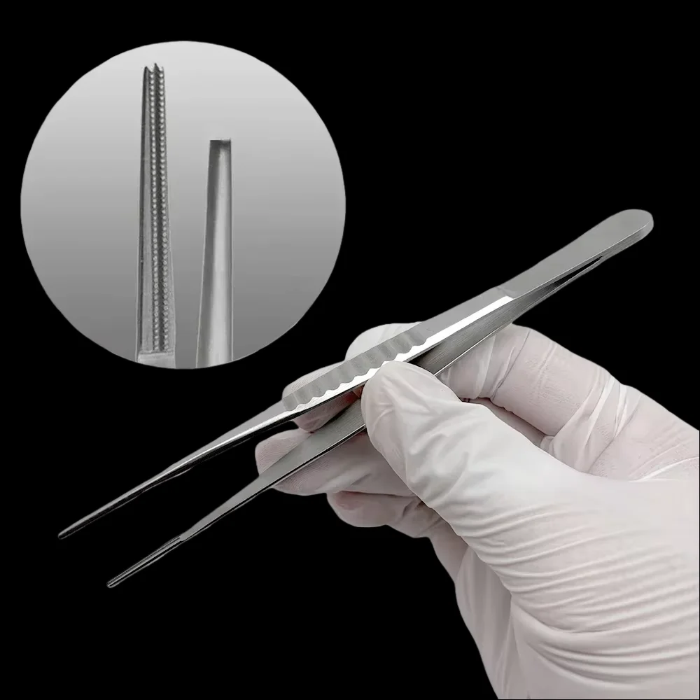 

Пинцет из нержавеющей стали 15 см, зубчатый, атрауматический, для тканевых и сосудистых операций, инструменты