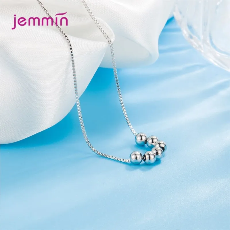 

Настоящее ожерелье-цепочка из стерлингового серебра 925 пробы для женщин, блестящие маленькие шарики, ожерелье с подвеской, ювелирные изделия, новая коллекция