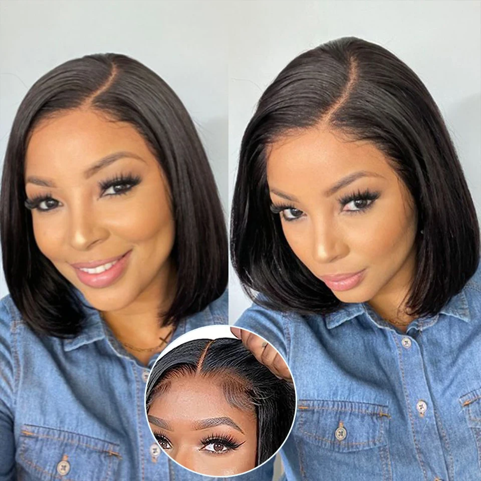 

13X4 HD Lace Front Wigs Human Hair Put on and Go Glueless Wigs Straight Human Hair Pre Plucked Pre Cut Lace Bob Wig Human Hair