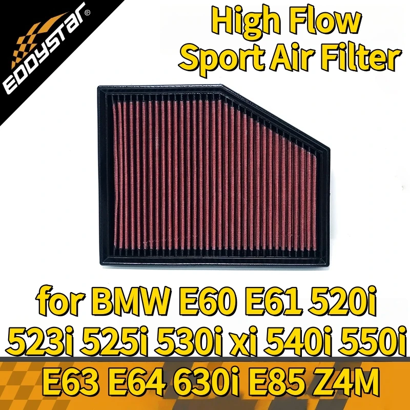 

High Flow Sport Air Filter for BMW E60 E61 520i 523i 525i 530i xi 540i 550i E63 E64 630i E85 Z4M Washable Racing Intake Filters