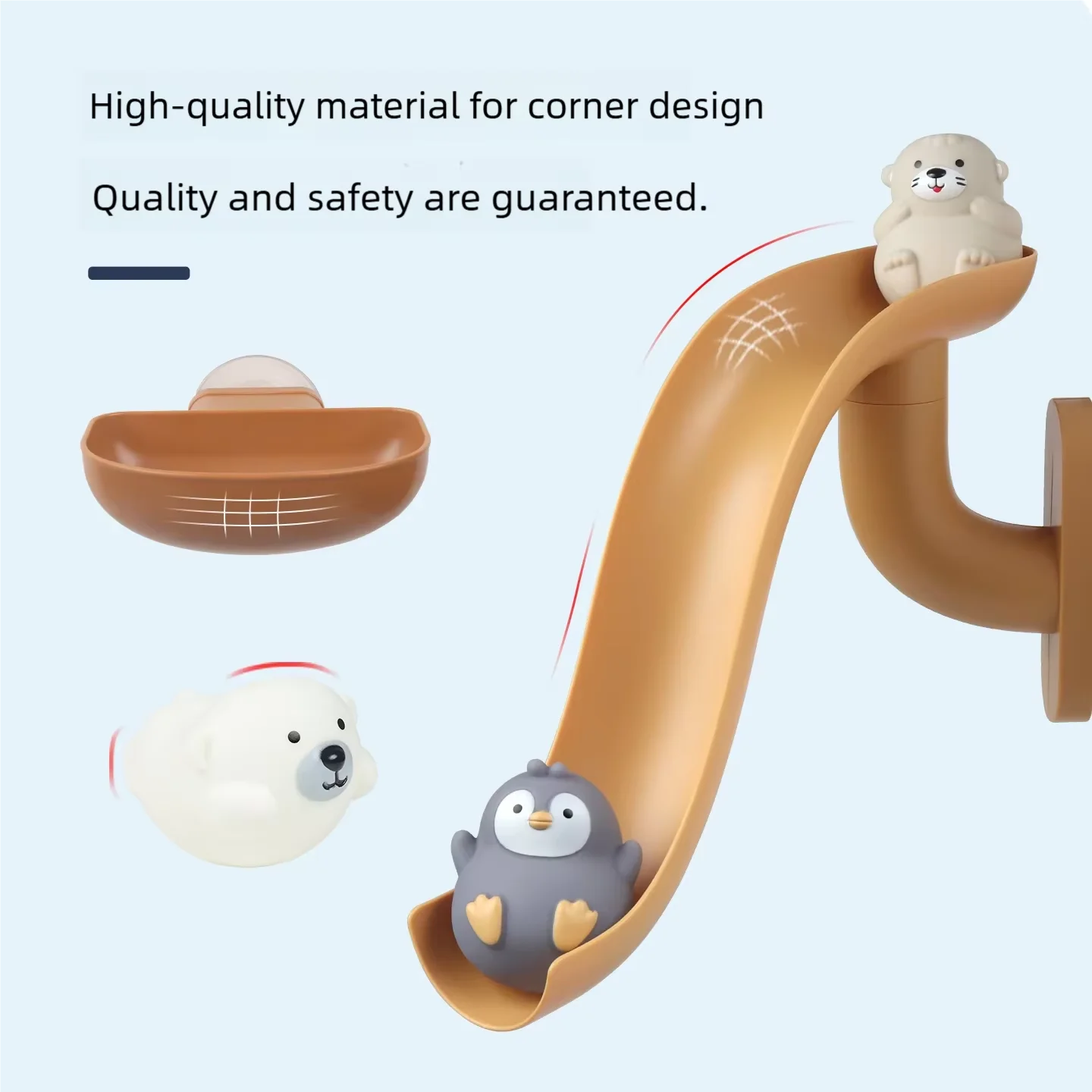 Baby Toddler Bath Toys Water Play Splash Track Water Wheel Set with Cute Little Penguin and Yellow Duck for Bathroom Shower Fun