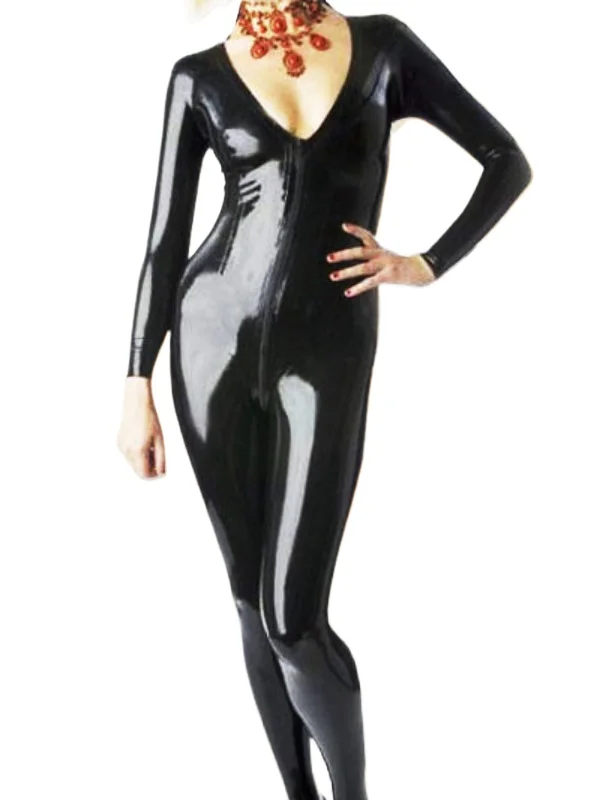 اللاتكس المطاط ضيق هالوين زي حزب نادي Catsuit ارتداءها الخامس الرقبة موحدة بما في ذلك القدمين