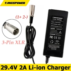 29.4V 2A Smart Lithium Battery Charger For 7Series 24V 25.2V 25.9V Li-ion Battery Charger With 3-Pin XLR Connetor High Quality