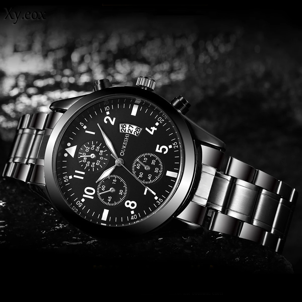 

Luxury Mens Black Stainless Steel Date Sport Analog Quartz Wrist Watch