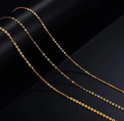 

18K solid gold necklace for women O shape chain Au750 stamp rose gold yellow gold platinum 3 colors