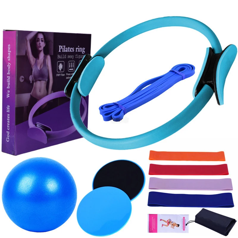 Resistance Band Yoga Pilates Circle 12pcs Set Yoga Ball Latex 2080cm Resistance Band Latex Elastic Ring Sliding Disc for Home