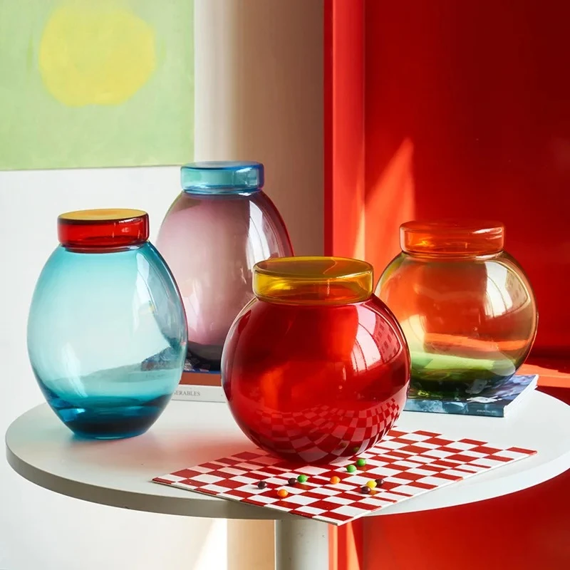 Vase en verre coloré, joli pot pour plantes et fleurs, décoration de table, arrangement floral, vases floraux, décoration esthétique de la pièce