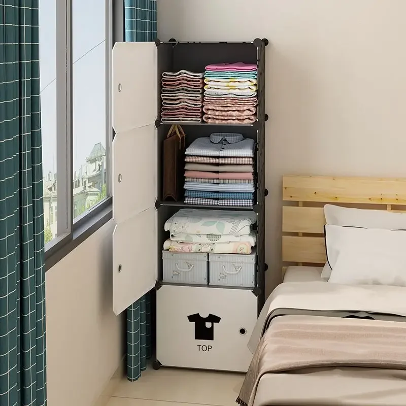 Clothes Folding Cabinets Splice Storage Locker Dustproof Foldable Simplicity For Children Small-Scale Wardrobe Bedroom Furniture