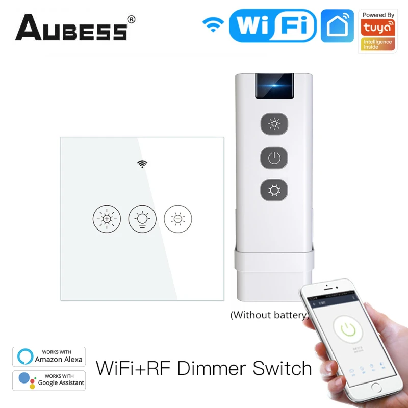 AUBESS Tuya Wifi Smart Wall Touch Sensor Switch LED Light Dimmer Switch Smart Life APP Remote Control Support Alexa Google Home