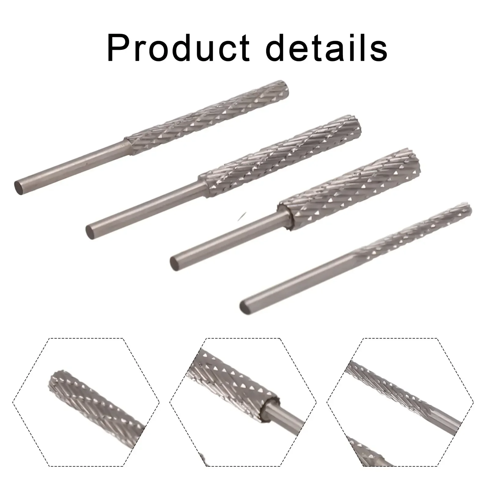 4pc 3mm Shank Rotary File High Speed Steel Deburring File For Root Tone Wood Plastic Aluminum Carving Grinding Rotary File
