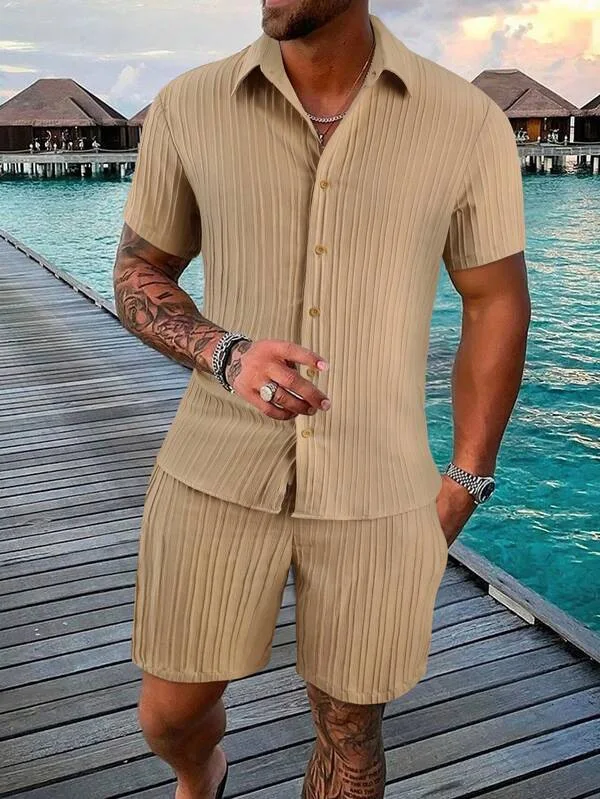 Summer Simple Men\'s Polo Casual Comfortable Loose Thin Without Hooded Short Sleeve Shorts Fashion Urban Leisure Sports Suit