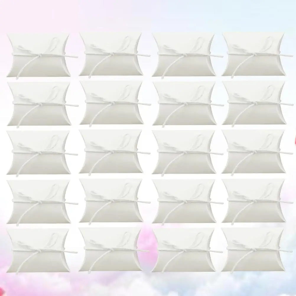 

50 pcs Pillow Box Paper Candy Bags White Cardboard Gift Containers Party Favor Boxes Christmas Birthday Festival