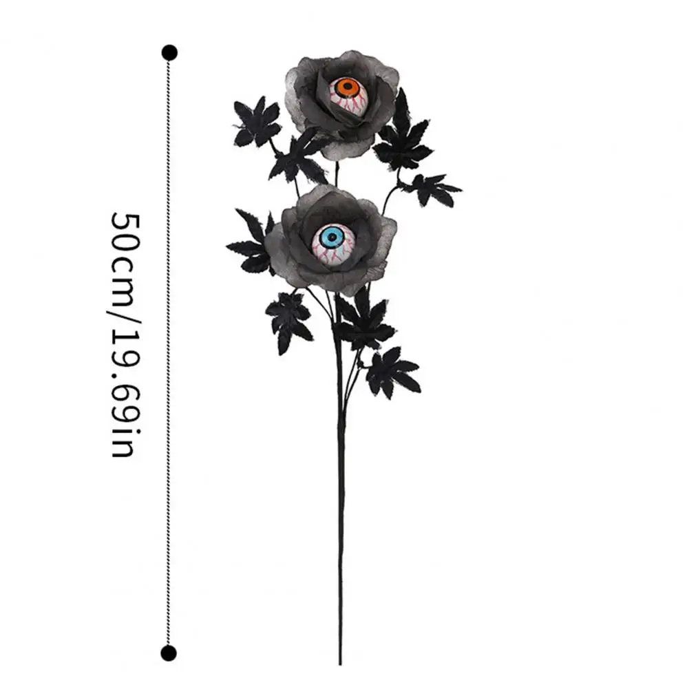 زهرة الهالوين الاصطناعية مقلة العين زهرة ديكور مخيف الهالوين زهرة العين الاصطناعية مع زخرفة أوراق القيقب الأسود #6